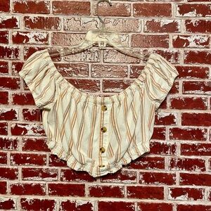 Aeropostale Striped Off-Shoulder milkmaid peasant style blouse. L